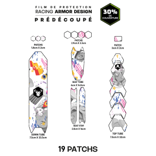 Kit de protection prédécoupé design pour cadre vélo : 19 pièces