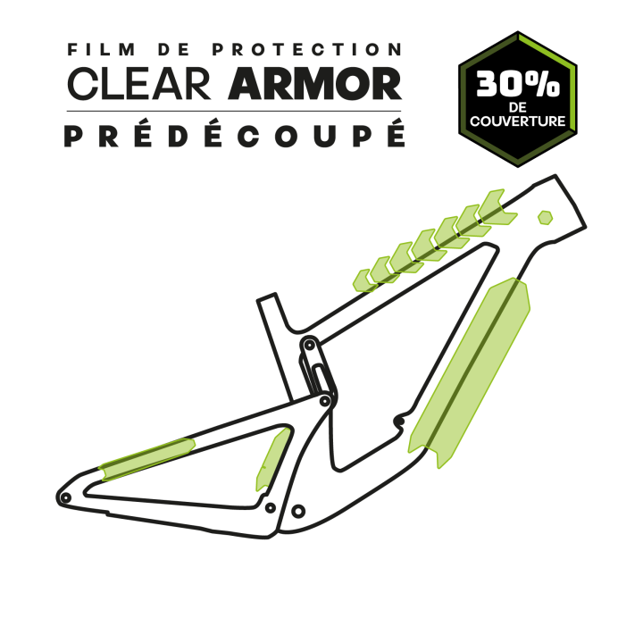 Kit de protection prédécoupé transparent pour cadre vélo : 19 pièces