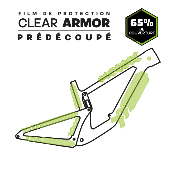 Kit de protection prédécoupé transparent pour cadre vélo : 19 pièces