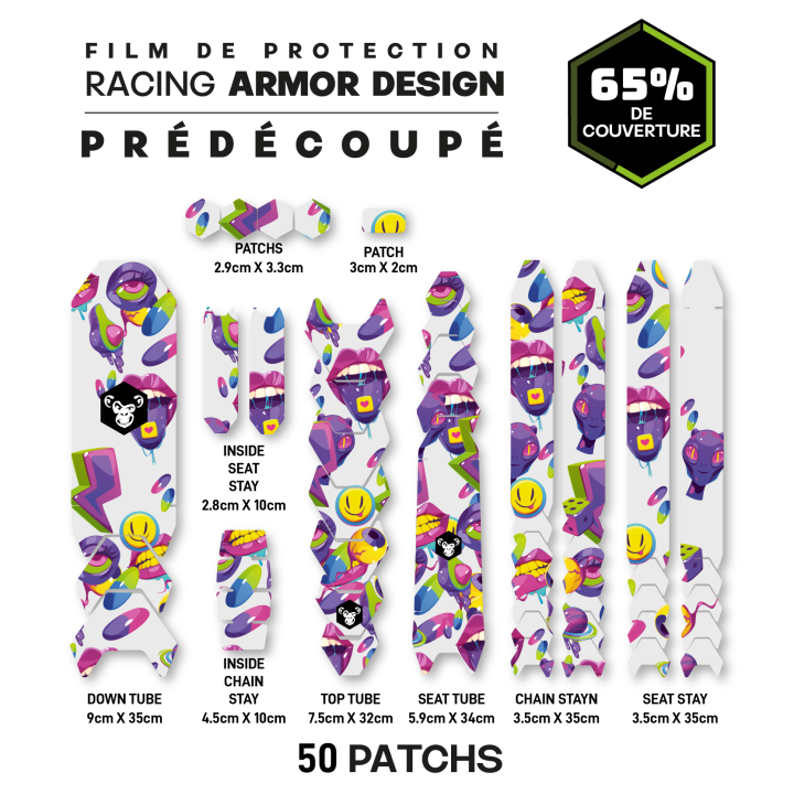 Kit de protection prédécoupé pour cadre vélo : 19 pièces