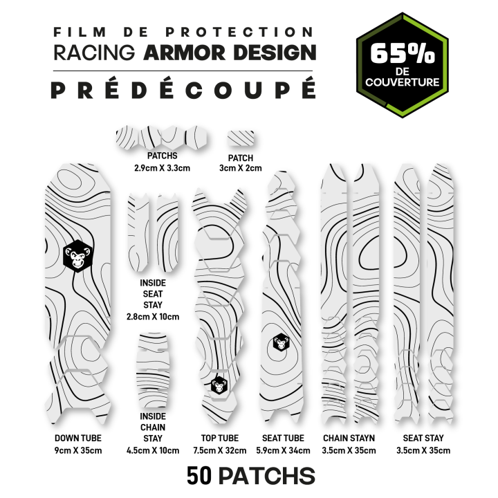 Kit de protection prédécoupé pour cadre vélo : 19 pièces