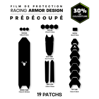 Kit de protection prédécoupé design pour cadre vélo : 19 pièces