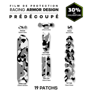 Kit de protection prédécoupé design pour cadre vélo : 19 pièces