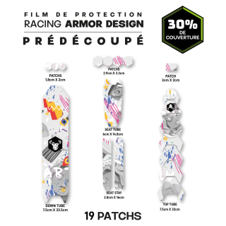 Kit de protection prédécoupé design pour cadre vélo : 19 pièces