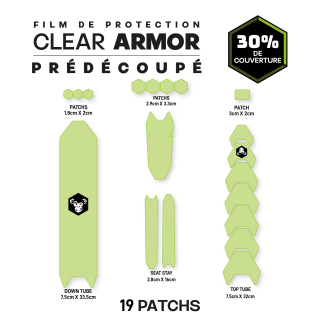 Kit de protection prédécoupé transparent pour cadre vélo : 19 pièces